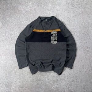 Y2K Harley Davidson embroidered long sleeve Henley tee